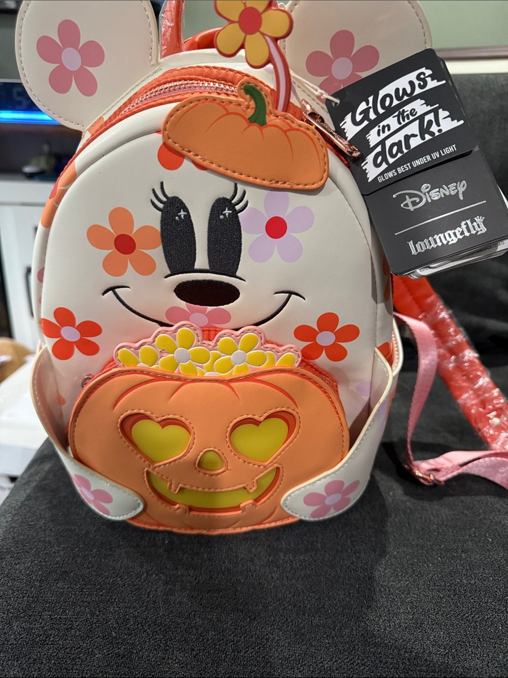 Disney Loungefly Kids Orange Pumpkin Minnie Mouse Backpack